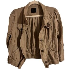 Tan/Brown Button-Up Lightweight Jacket Women's Large